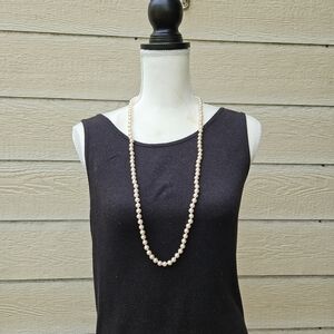 NOS Marvella 7 mm pink faux pearl 36 inch necklace vintage made in Japan